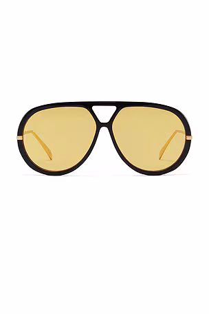 Óculos aviador com lente amarela e armação preta