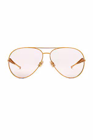 Óculos aviador dourado com lentes transparentes