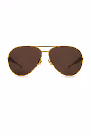 Óculos aviador dourado com lentes marrons