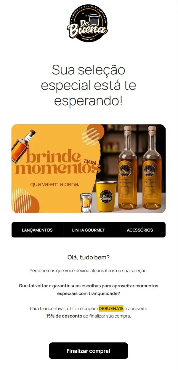 Email personalizado com produtos do carrinho