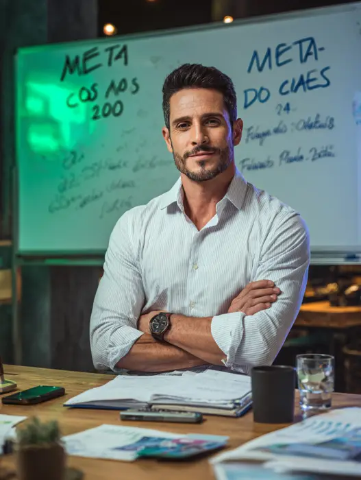 Vendedor analisando metas e resultados de performance