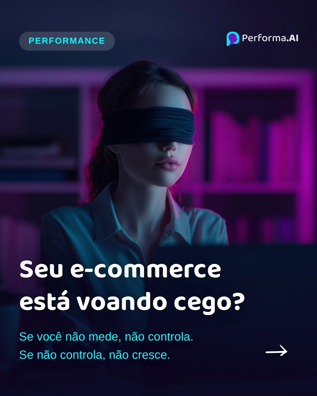 Photo by Performa.AI - Soluções para Ecommerce on March 23, 2026. May be a meme of text that says 'PERFORMANCE Performa.Al Seu e-commerce está voando ceAo? Se você não mede, não controla. Se não controla, não cresce.'.